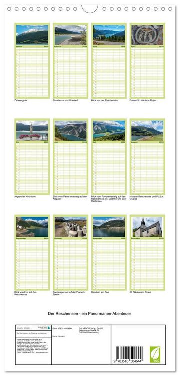 Produktbild: Familienplaner 2026 - Der Reschensee - ein Panormanen-Abenteuer mit 5 Spalten (Wandkalender, 21 x 45 cm) CALVENDO