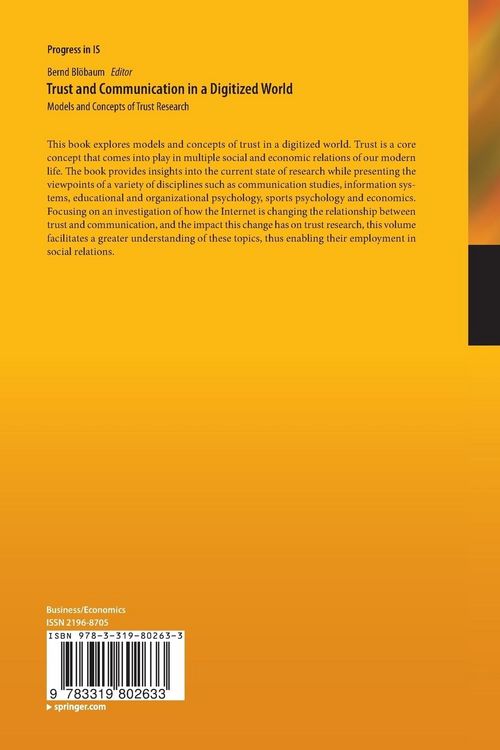 Produktbild: Trust and Communication in a Digitized World