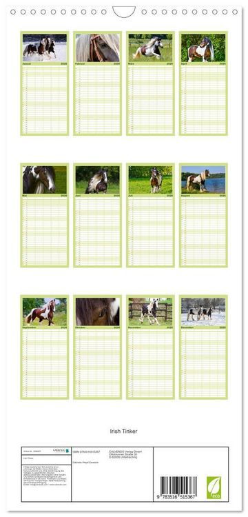 Produktbild: Familienplaner 2026 - Irish Tinker mit 5 Spalten (Wandkalender, 21 x 45 cm) CALVENDO