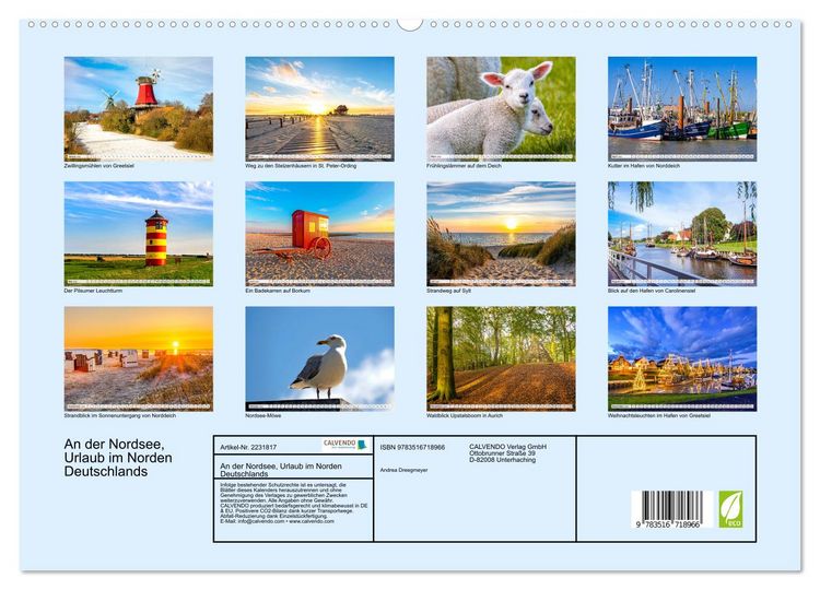 Produktbild: An der Nordsee, Urlaub im Norden Deutschlands (hochwertiger Premium Wandkalender 2026 DIN A2 quer), Kunstdruck in Hochglanz