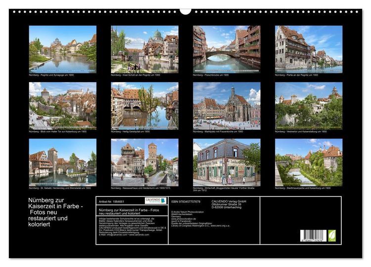 Produktbild: N&uuml;rnberg zur Kaiserzeit in Farbe - Fotos neu restauriert und koloriert (Wandkalender 2026 DIN A2 quer), CALVENDO Monatskalender