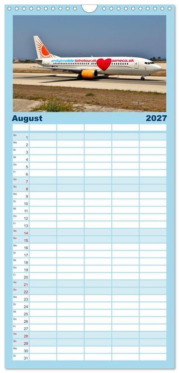 Produktbild: Familienplaner 2027 - Ein Jahr in der Welt der Luftfahrt mit 5 Spalten (Wandkalender, 21 x 45 cm) CALVENDO