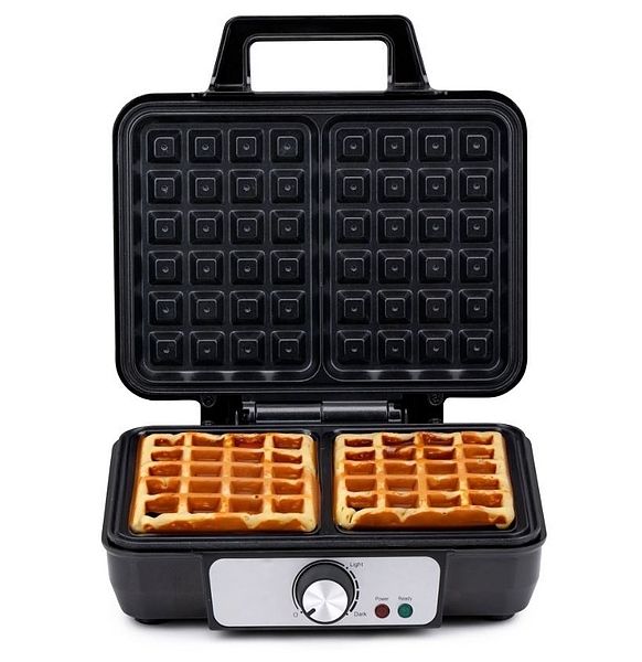 Produktbild: ALPINA Waffeleisen, 1000 Watt, Scharz-Silber
