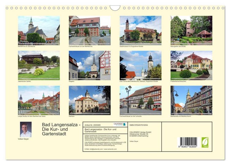 Produktbild: Bad Langensalza - Die Kur- und Gartenstadt (Wandkalender 2026 DIN A3 quer), CALVENDO Monatskalender