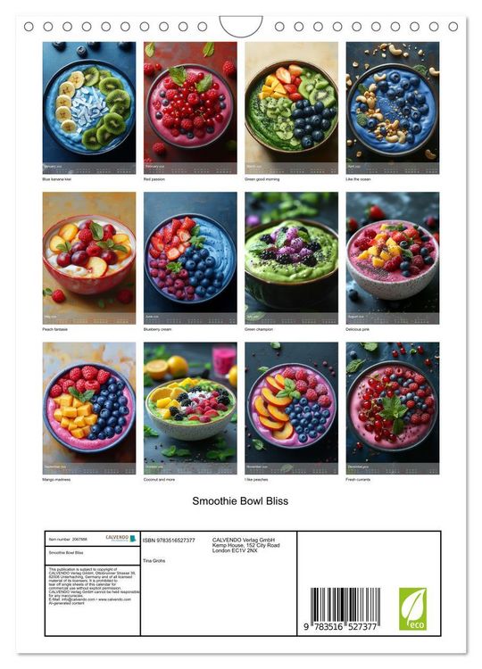Produktbild: Grohs, T: Smoothie Bowl Bliss (Wall Calendar 2026 DIN A4 por