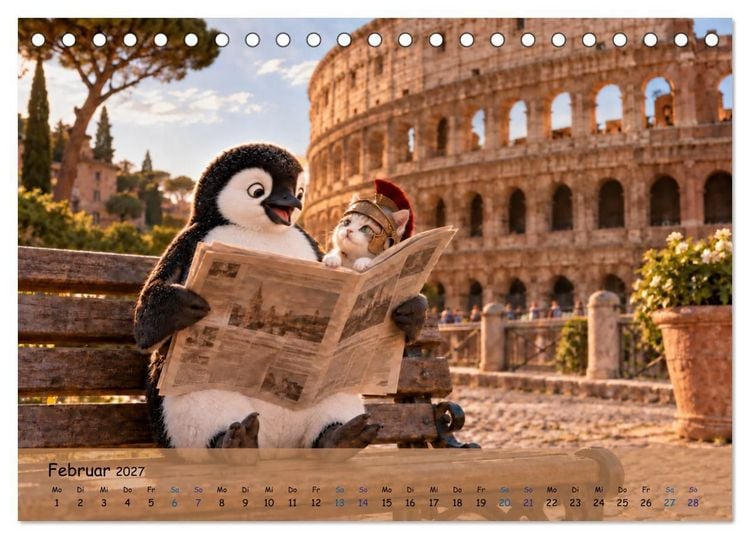 Produktbild: Pinguins gro&szlig;e Weltreise (Tischkalender 2027 DIN A5 quer), CALVENDO Monatskalender