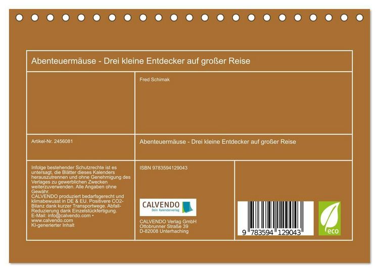 Produktbild: Abenteuerm&auml;use - Drei kleine Entdecker auf gro&szlig;er Reise (Tischkalender 2027 DIN A5 quer), CALVENDO Monatskalender