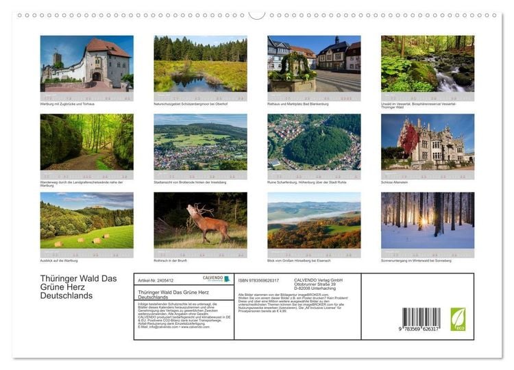Produktbild: Th&uuml;ringer Wald Das Gr&uuml;ne Herz Deutschlands (hochwertiger Premium Wandkalender 2027 DIN A2 quer), Kunstdruck in Hochglanz