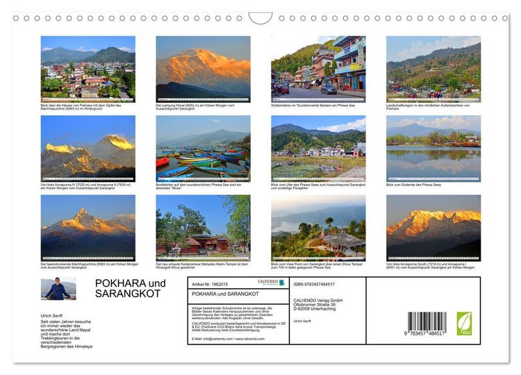 Produktbild: POKHARA und SARANGKOT (Wandkalender 2026 DIN A3 quer), CALVENDO Monatskalender