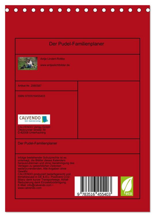 Produktbild: Der Pudel-Familienplaner (Tischkalender 2026 DIN A5 hoch), CALVENDO Monatskalender