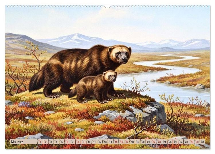 Produktbild: Nordische Tiere wie aus alten Zeiten (hochwertiger Premium Wandkalender 2027 DIN A2 quer), Kunstdruck in Hochglanz
