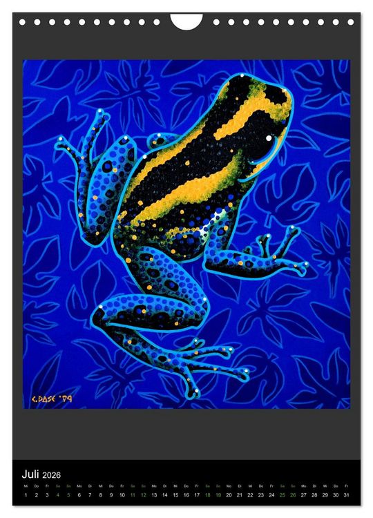 Produktbild: Acrylic paintings - Pfeilgiftfr&ouml;sche und Cham&auml;leons (Wandkalender 2026 DIN A4 hoch), CALVENDO Monatskalender