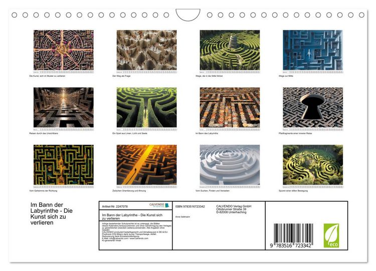 Produktbild: Im Bann der Labyrinthe - Die Kunst sich zu verlieren (Wandkalender 2026 DIN A4 quer), CALVENDO Monatskalender