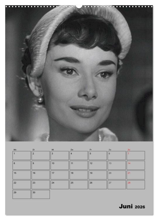 Produktbild: Hollywood-Diva. Audrey Hepburn (Wandkalender 2026 DIN A2 hoch), CALVENDO Monatskalender