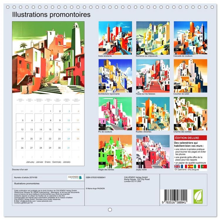 Produktbild: Illustrations promontoires (Calendrier mural carr&eacute; 2026 30x30 cm) Calendrier double avec une page pour vos prises de notes