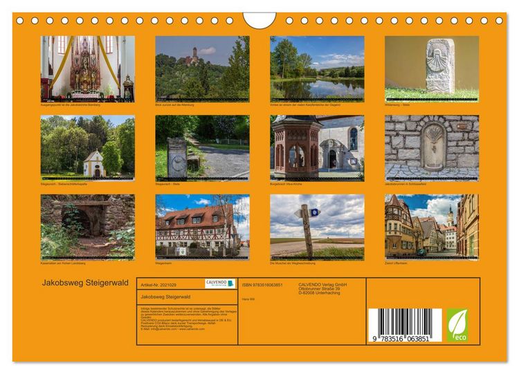 Produktbild: Jakobsweg Steigerwald (Wandkalender 2026 DIN A4 quer), CALVENDO Monatskalender