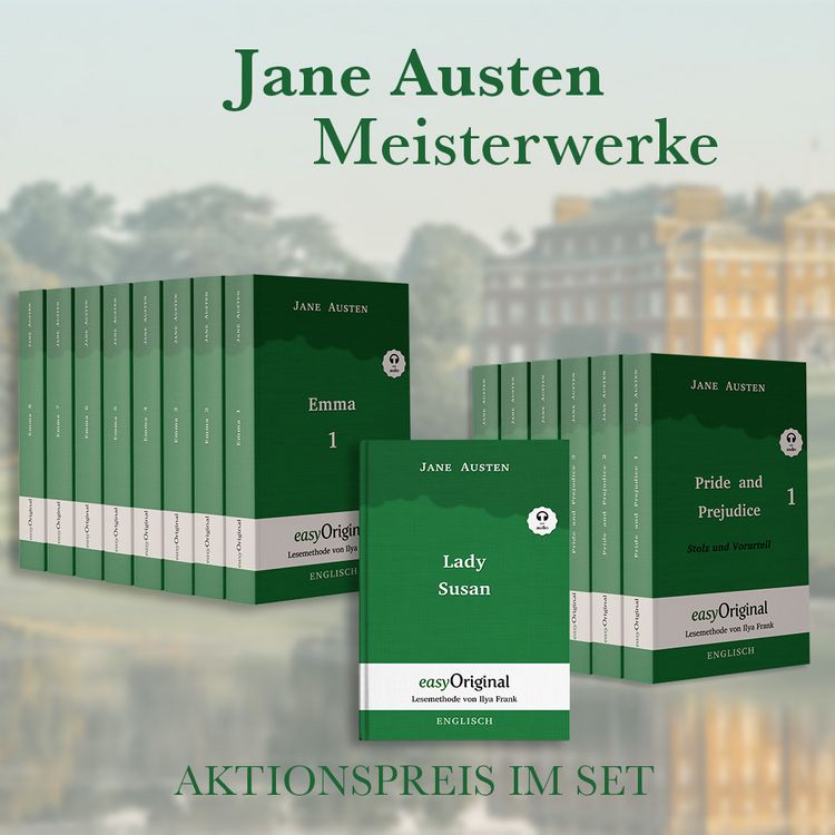 Produktbild: Jane Austens Meisterwerke (B&uuml;cher + Audio-Online) - Lesemethode von Ilya Frank - Zweisprachige Ausgabe Englisch-Deutsch