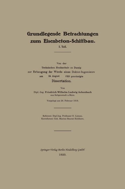 Produktbild: Grundlegende Betrachtungen zum Eisenbeton-Schiffbau