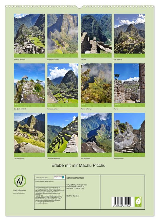Produktbild: Erlebe mit mir Machu Picchu (hochwertiger Premium Wandkalender 2026 DIN A2 hoch), Kunstdruck in Hochglanz