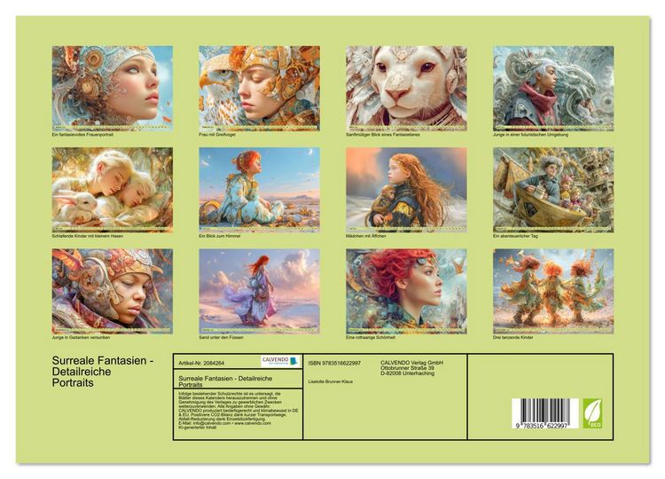 Produktbild: Surreale Fantasien - Detailreiche Portraits (hochwertiger Premium Wandkalender 2026 DIN A2 quer), Kunstdruck in Hochglanz
