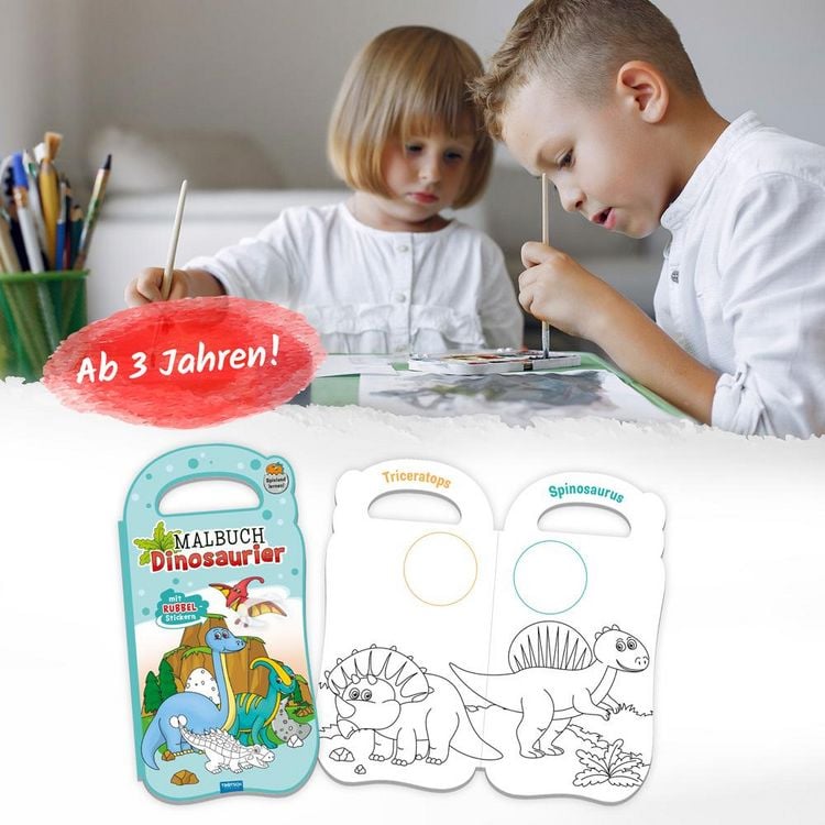 Produktbild: Tr&ouml;tsch Malbuch mit Rubbelstickern Dinosaurier