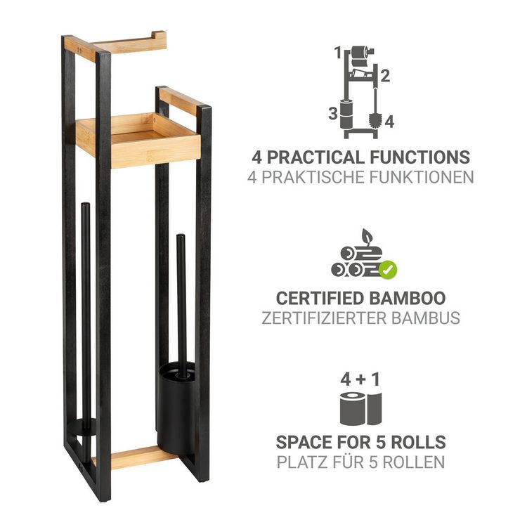 Produktbild: 4 in 1 Stand WC-Garnitur Mod. Braidi, aus zertifiziertem Bambus