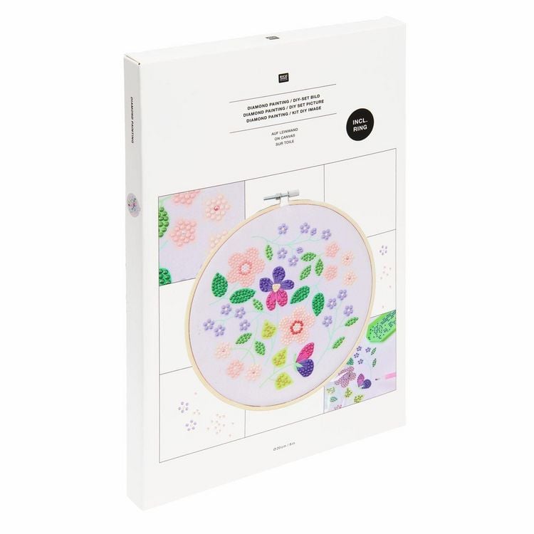 Produktbild: Diamond Painting DIY-Set, Bild auf Leinwand, Schimmernde Blumen // &Oslash; 20 cm. 19-teilig