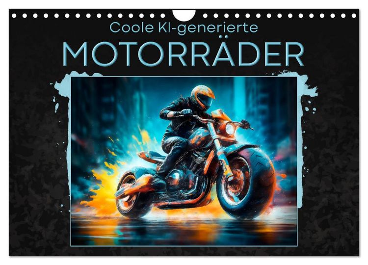 Produktbild: Coole KI-generierte MOTORR&Auml;DER (Wandkalender 2026 DIN A4 quer), CALVENDO Monatskalender