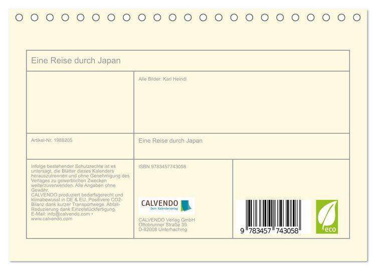 Produktbild: Eine Reise durch Japan (Tischkalender 2026 DIN A5 quer), CALVENDO Monatskalender