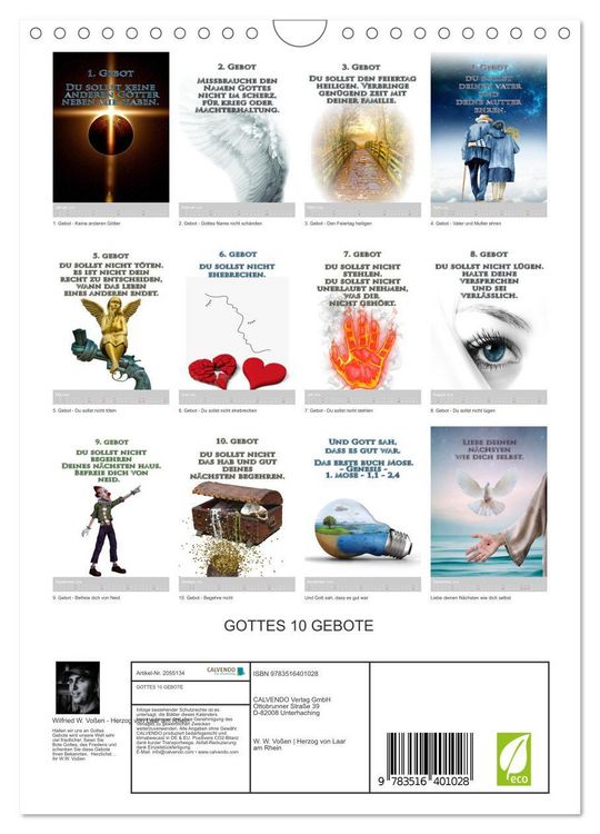 Produktbild: GOTTES 10 GEBOTE (Wandkalender 2026 DIN A4 hoch), CALVENDO Monatskalender