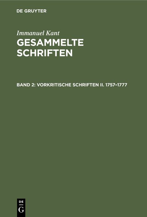 Produktbild: Vorkritische Schriften II. 1757&ndash;1777