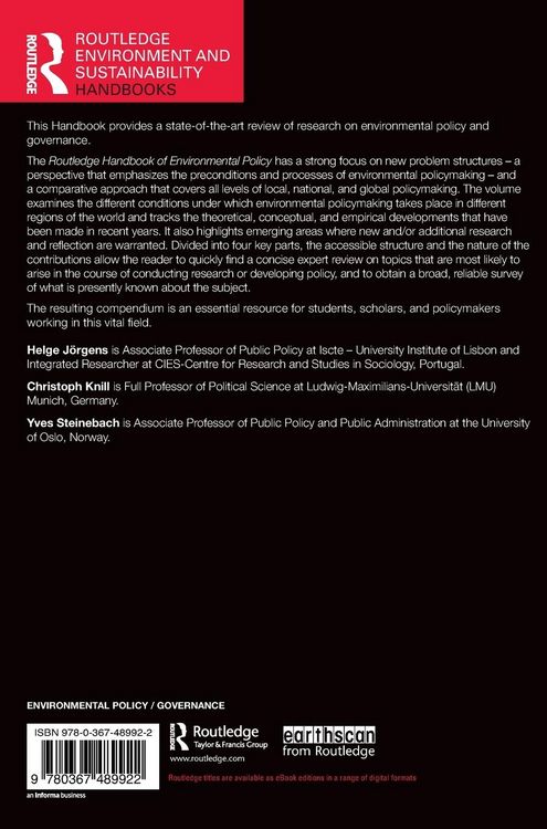 Produktbild: Routledge Handbook of Environmental Policy