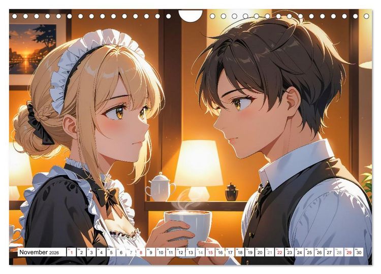 Produktbild: Manga Caf&eacute; Tr&auml;ume - Kawaii Anime-Kalender voller s&uuml;&szlig;er Momente (Wandkalender 2026 DIN A4 quer), CALVENDO Monatskalender