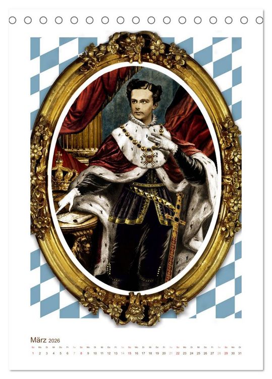 Produktbild: Ludwig II. von Bayern: Historische Illustrationen und Stiche (Tischkalender 2026 DIN A5 hoch), CALVENDO Monatskalender