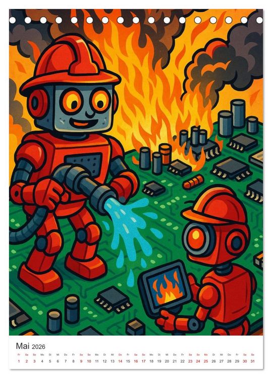Produktbild: Robo-Champs: Witz trifft auf Chip (Tischkalender 2026 DIN A5 hoch), CALVENDO Monatskalender