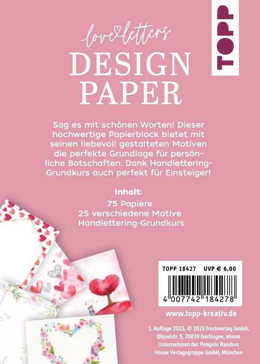 Produktbild: Design Paper Love Letters A6