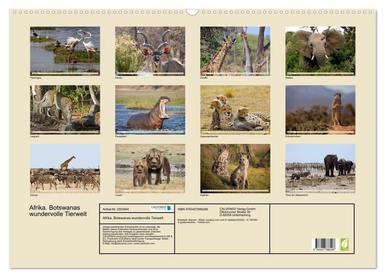 Produktbild: Afrika. Botswanas wundervolle Tierwelt (Wandkalender 2026 DIN A2 quer), CALVENDO Monatskalender