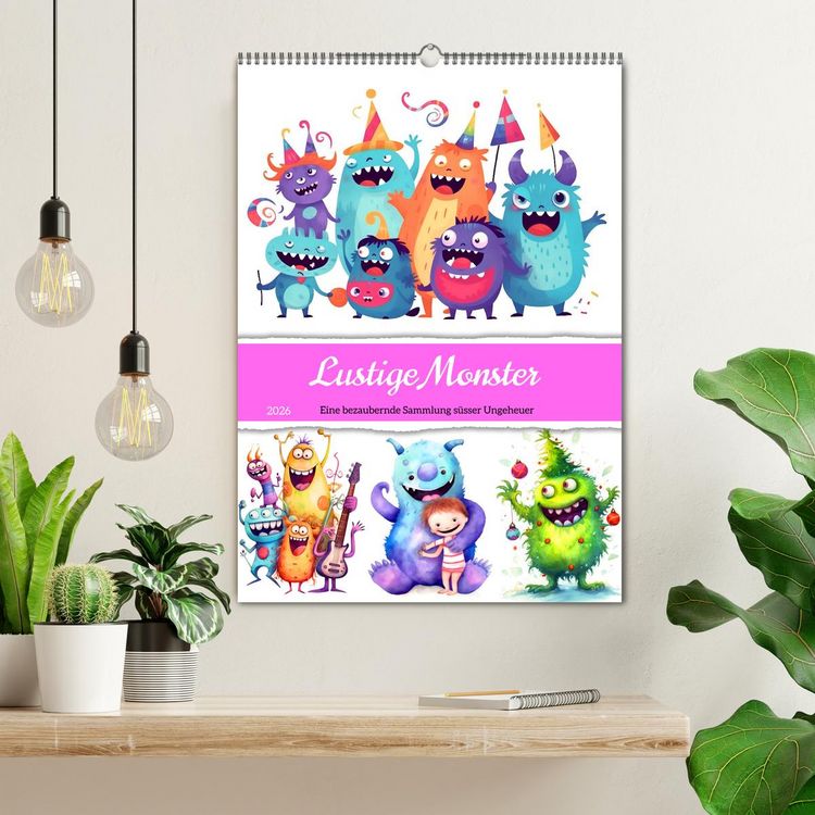 Produktbild: Lustige Monster - Eine bezaubernde Sammlung s&uuml;sser Ungeheuer (Wandkalender 2026 DIN A2 hoch), CALVENDO Monatskalender
