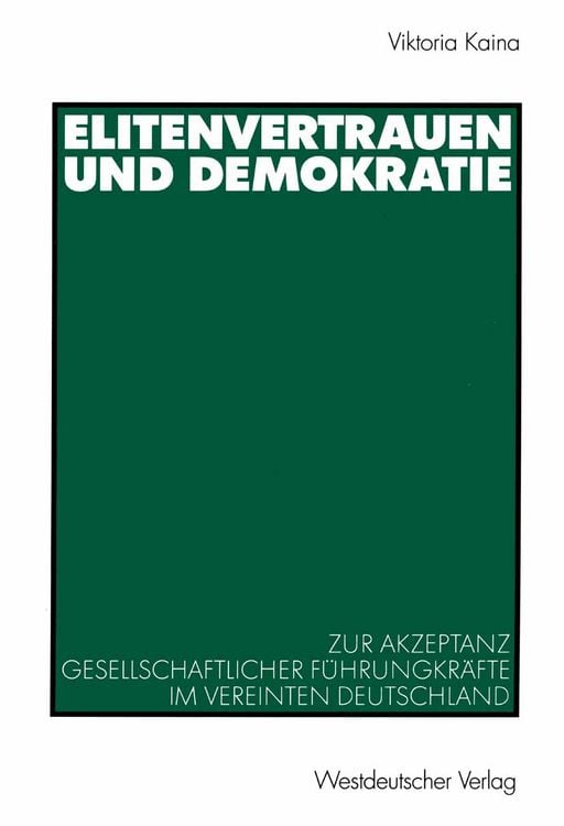Produktbild: Elitenvertrauen und Demokratie