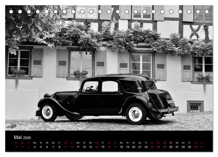 Produktbild: Citro&euml;n 11 CV Traction Avant in schwarzweiss (Tischkalender 2026 DIN A5 quer), CALVENDO Monatskalender