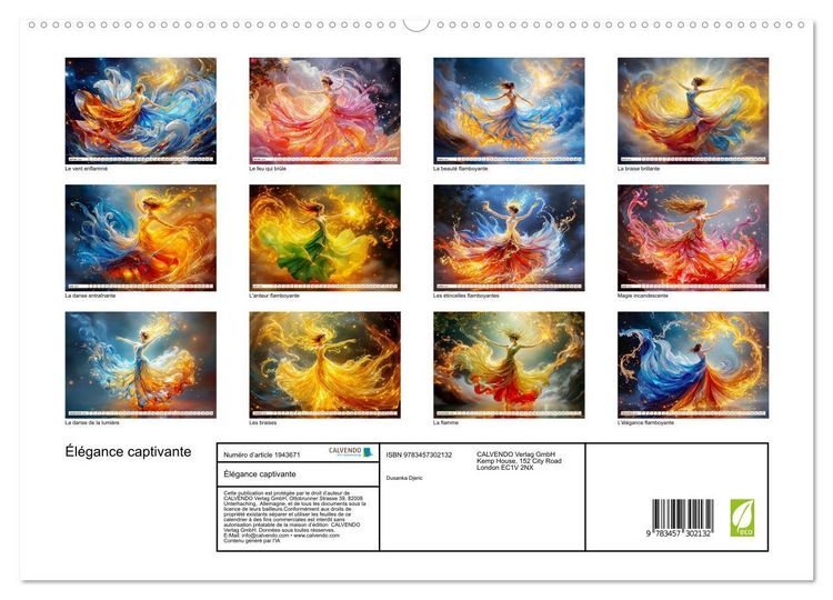 Produktbild: &Eacute;l&eacute;gance captivante (Calendrier mural 2026 DIN A2 vertical) calendrier de bureau