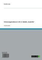 Produktbild: Erinnerungsstrukturen in W. G. Sebalds 'Austerlitz'