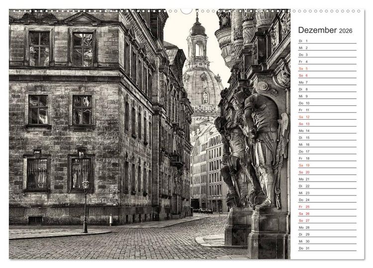 Produktbild: Dresden Schwarz-Wei&szlig; (Wandkalender 2026 DIN A2 quer), CALVENDO Monatskalender