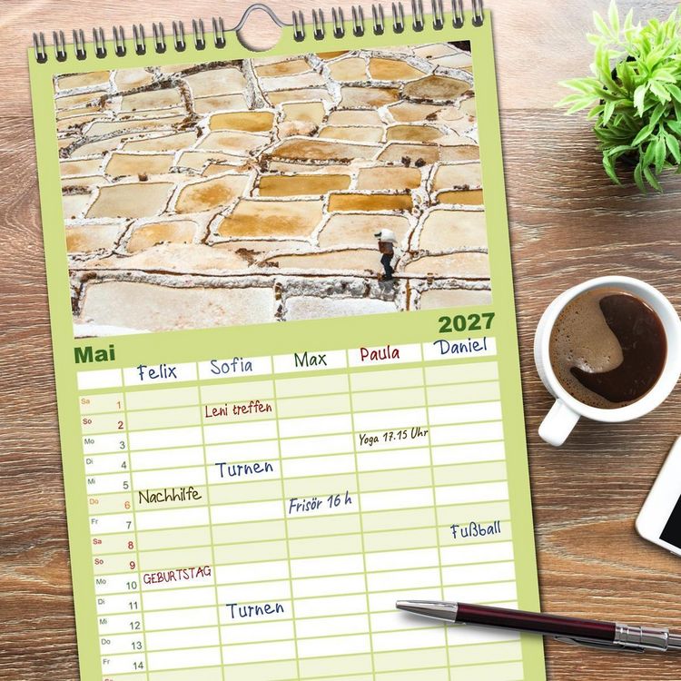 Produktbild: Familienplaner 2027 - Geheimnisvolles Peru mit 5 Spalten (Wandkalender, 21 x 45 cm) CALVENDO
