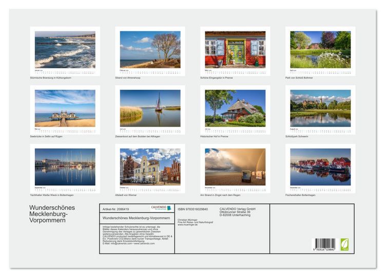 Produktbild: Wundersch&ouml;nes Mecklenburg-Vorpommern (Wandkalender 2026 DIN A2 quer), CALVENDO Monatskalender