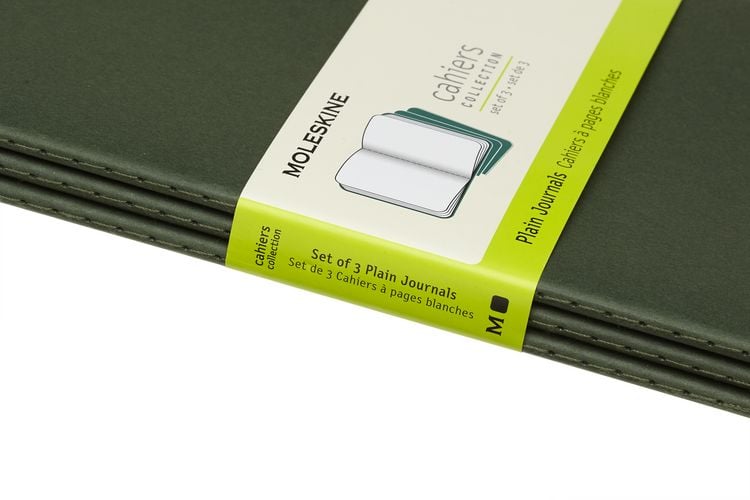 Produktbild: MOLESKINE CAHIER L/A5, 3ER SET, BLANKO, KARTONEINBAND, MYRTENGR&Uuml;N