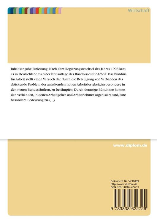 Produktbild: B&uuml;ndnis f&uuml;r Arbeit - ein korporatistisches Konzept?
