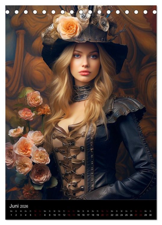Produktbild: Steampunk. Faszinierend sch&ouml;ne Frauenportraits (Tischkalender 2026 DIN A5 hoch), CALVENDO Monatskalender