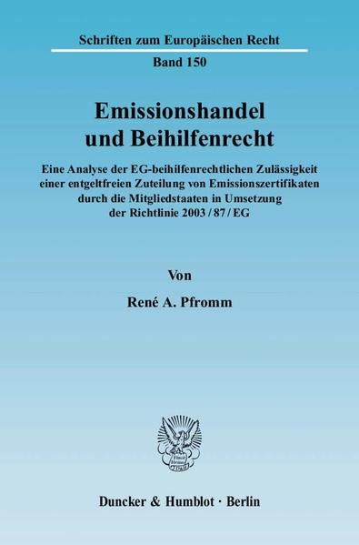 Produktbild: Emissionshandel und Beihilfenrecht.