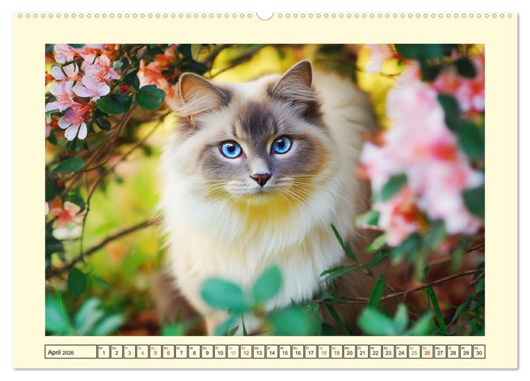 Produktbild: Liebliche Ragdolls. Katzen-Sch&ouml;nheiten in ihrer gr&uuml;nen Oase (hochwertiger Premium Wandkalender 2026 DIN A2 quer), Kunstdruck in Hochglanz